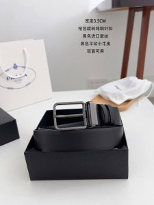 特 普拉达 顶级货品 宽度 3.5Cm 粒面头层小牛皮，精致斜针走线。 意大利芬尼斯油边