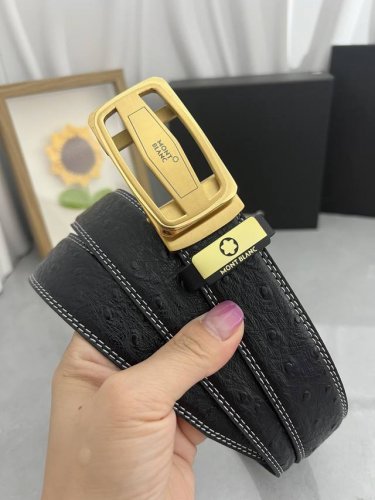 品名：万宝龙 Montblanc 自动带 材质：原单牛皮腰带 百分百头层牛皮腰带保证真皮，24K纯钢扣，专柜原单品质、做工精细，时尚大牌，送人自用首选 包装：