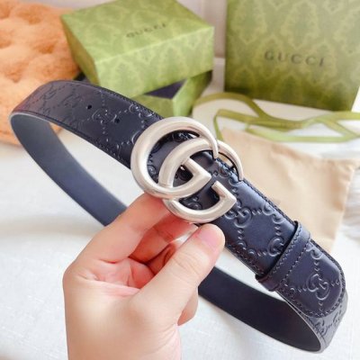 特 Gucci 古奇经典款，双面原厂小牛皮压花搭精品五金腰带，正品规格 3.8Cm