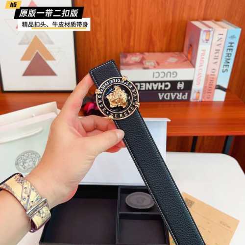 1带1扣 1带2扣 范思哲家 双扣版 1带2扣 正版开模 此款腰带双面采用原厂牛皮带身，精密电镀标志性五金搭扣 对版专柜。3.8Cm 如需木盒40