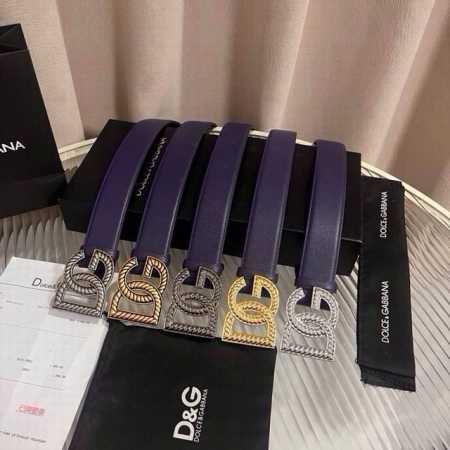 Dolce&Gabbana 小牛皮腰带，缀以个性化徽标搭扣。小牛皮腰带，搭配徽标装饰搭扣,4.0Cm - 点击图像关闭