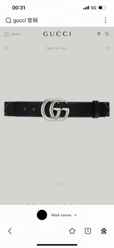 特价 古奇 宽4.0Cm 新款 标志性Gg帆布以黑色焕新呈现，传承品牌本源。这款腰带饰有双G细节，钯金色调交织字母图案配件令其更添魅力