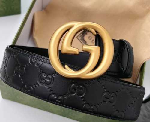 特 Gucci.古驰 全套包装 3.8Cm进口小牛皮压花, 专柜正品1:1完美复刻. 原版底皮, 采用热压印技术的Gucci Signature皮革精制而成，触