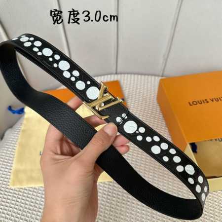 特 片裝1 寬：30Mm 驢家新品 Ss特別限定女士腰帶 驢家&草間彌生聯名系列 新款字母搭扣 搭配原廠荔枝紋飾有手繪立體波點印花紋 進口小牛皮底 雙面用 - 点击图像关闭
