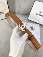 宽度3.0Cm Chanel 香奈儿 女士经典款腰带皮带新款光滑内衬磨砂牛皮银色 精品磨胶钢扣