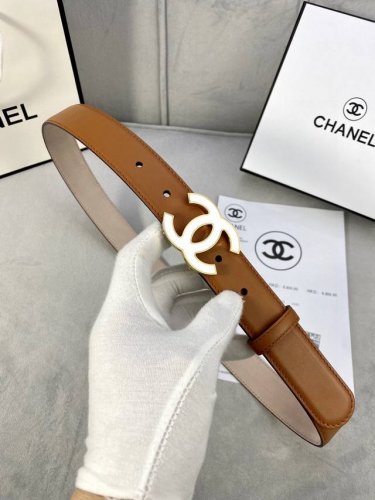 宽度3.0Cm Chanel 香奈儿 女士经典款腰带皮带新款光滑内衬磨砂牛皮银色 精品磨胶钢扣