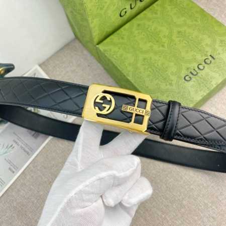 古奇 特种自动带皮腰带系列 ，原厂五金精品不锈钢扣，手感柔软舒适 宽3.5Cm。P210 - 点击图像关闭