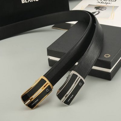 特P190 万宝龙 双面头层牛皮 宽3.5Cm 不锈钢金属标识，适合商务低调人士！自动扣款式