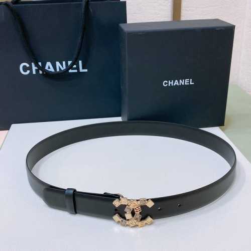 特 Chanel 24S Cc 树脂黑 字母 Logo搭扣 黄铜金属小牛皮腰带 手感柔软 细腻 3.0Cm