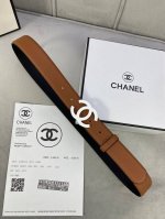 宽度3.0Cm Chanel 香奈儿 女士腰带 小牛皮 支持nfc芯片官方网站链接扫码验证、经典扣头 内侧cnc走光处理 边角手感圆润配有烤漆金属钢扣。
