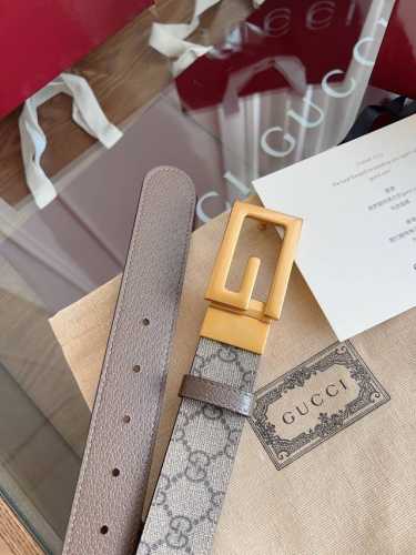 Gucci Supreme Pvc老花 咖猪皮纹底 宽度3.5Cm 复古Gg旋转扣[原单精品扣] 双面可用 可裁剪