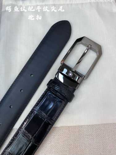 特 Montblanc万宝龙 宽3.5Cm 采用头层牛皮 精品针式扣头 自由裁剪商务休闲皮带