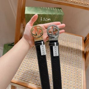 Gucci 男士新款 3.5Cm宽 双面经典压花设计 原版进口牛皮 纯铜五金 扣头可旋转 双面可用 搭配不同风格，满足不同场合搭配 经典百搭款 男神必备款