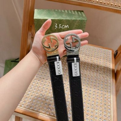 Gucci 男士新款 3.5Cm宽 双面经典压花设计 原版进口牛皮 纯铜五金 扣头可旋转 双面可用 搭配不同风格，满足不同场合搭配 经典百搭款 男神必备款