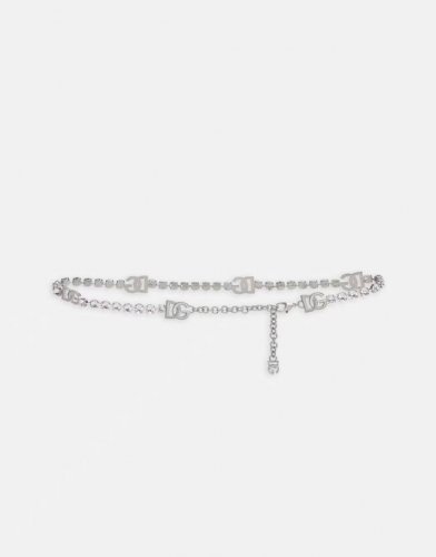 D&G 杜嘉 班纳Dg 徽标与白色水钻腰带精品