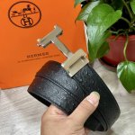 自动扣腰带］Hermes爱马仕宽3.5Mm 双面进口头层牛皮制作 搭配经典钢扣 真材实料 时尚经典 做工精致 高端男士皮带 长度可裁剪100125