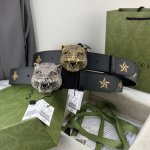 古奇，宽3.8Cm。最新原单意大利进口，Gucci复古标识出自80年代印花，搭配织纹背景，浮雕装饰金属搭扣，条条精美无瑕疵，原厂复刻，做工精细，搭配最新专柜方形