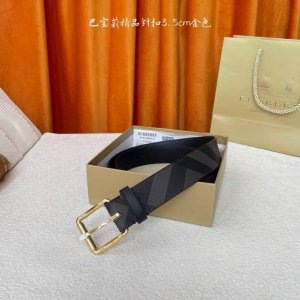 Burberry 巴宝莉专柜同步平滑皮革腰带 搭配精品针扣 装饰品牌经典格纹 宽度:3.5Cm