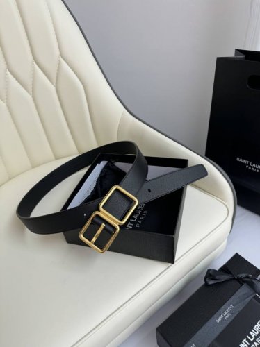 代购级 2024 开春秀款saint Laurent 圣罗兰女士腰带皮带 原厂真金电渡扣头，意大利原厂皮，宽3.0Cm，代购级。