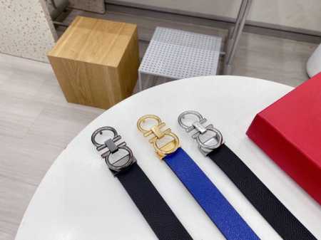 Ferragamo菲拉格慕 一面黑一面兰色正品尺寸3.5Cm意大利原厂进口皮 贸易订单出口意大利 百分百专柜纯铜扣原厂电镀 码数长度可自剪 送礼佳品！正品包装 - 点击图像关闭