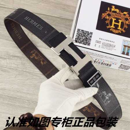 品名：爱玛仕.Her..Mes原单 型号：认准如图专柜包装，赠送打孔器 材料：百分百头层牛皮皮带，24K纯钢扣中间带logo字母保证真皮。双面可 - 点击图像关闭