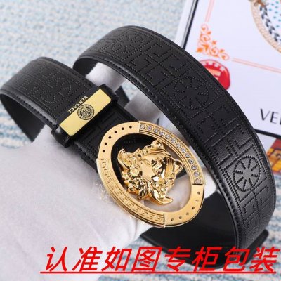 品名：Versace.范思哲原单 材料：百分百头层牛皮，保证真皮。24K纯钢扣双面可用专柜同等质量， 送人自用首选 包装： 请认准如图专柜包装，