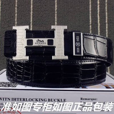 品名：爱马仕.Her..Mes鳄鱼纹 型号：认准如图专柜包装，赠送打孔器 材料：百分百进口原厂头层牛皮皮带，24K纯钢扣永不掉色保证真皮鳄鱼纹路。专柜同等质量，