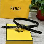 Fendl芬迪专柜同款 宽20Mm 原版定制布料 单环皮带钢扣 Ff图案布料材质 棕色皮革内衬 单钉镀钯金属配件 时尚潮流 经典系列
