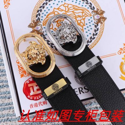 品名：Versace.范思哲原单 材料：百分百头层牛皮，保证真皮。24K纯钢扣双面可用专柜同等质量， 送人自用首选 包装： 请认准如图专柜包装，赠送打孔器，银联