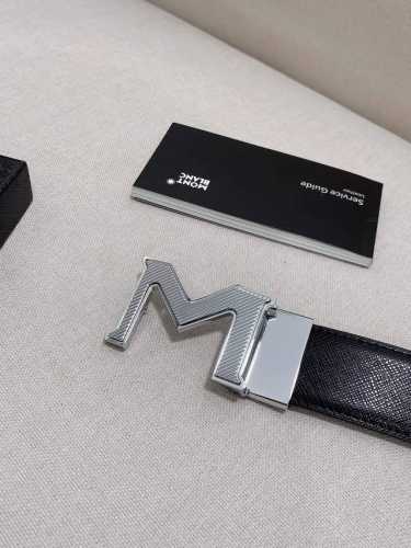 Mont~Blanc万~宝龙 宽3.5Cm 进口双面牛皮 百分百专柜纯铜扣 一带两用 时尚大气 成功男士的必备品 送礼佳品 自行裁剪尺码 扣头可随意搭配！