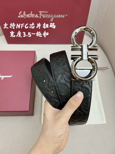 特P160 Ferragamo菲拉格慕 全套包装 男士专柜对版金属扣，头层牛皮双面外用腰带，商务通勤休闲场合均适合佩戴。3.5Cm