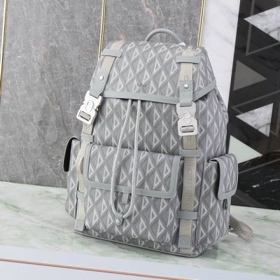 这款 Dior Hit The Road 双肩背包是本季的全新款式，将现代风格与 Dio 的高订精神融为一体。采用迪奥灰 Cd Diamond 图案帆布精心制作