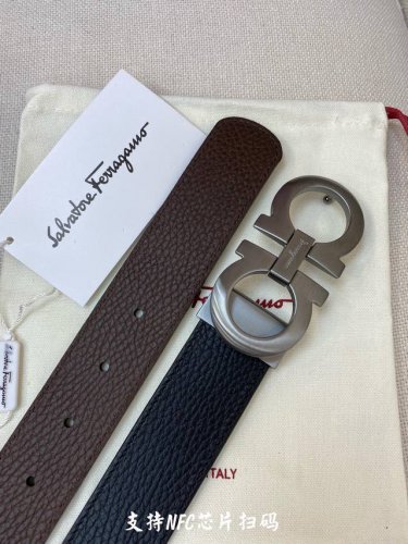 特 Ferragamo.菲拉格慕 全套包装 支持Nfc扫码 宽度3.5Cm 高级定制款男士皮带 双面进口牛皮 可双面使用 自行选择搭配 真材实料 很有质感 时尚