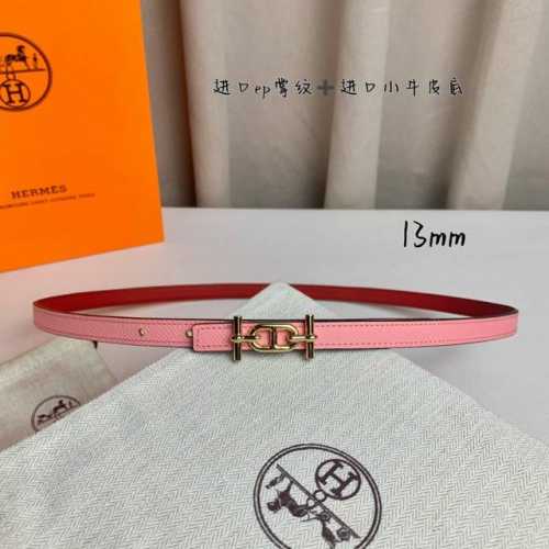 HermèS 爱马仕女款细腰带 原单品质 原版进口E手掌纹配进口小牛皮底 双面可用 粉色红色 13Mm宽 搭配H亮金 银扣