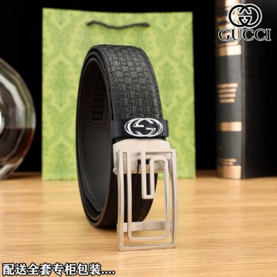 高端品质，实物拍摄批 配全套专柜包装品牌：Gucci 原单品扣头材质：精品钢扣带身材质正面：35Mm宽度采用双面头层牛皮自动扣款腰带 细节完美支持验货 时尚大方