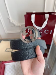 Gucci.古驰 全套包装 3.8Cm进口小牛皮压花, 专柜正品1:1完美复刻. 原版底皮, 采用热压印技术的Gucci Signature皮革精制而成，触感厚