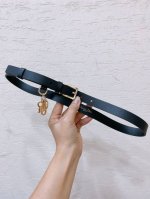Dior 新Cd针扣内侧饰以 Christian Dior Paris 标志浅金色饰面金厲细节浅金色饰面金属 D.L.0.R. 吊饰牛皮革 2.0Cm精品