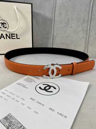 宽度3.0Cm Chanel 香奈儿 荔枝纹牛皮金 银色花纹金属钢扣。 - 点击图像关闭
