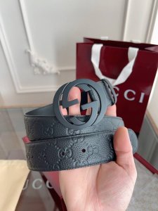 Gucci.古驰 全套包装 3.8Cm进口小牛皮压花, 专柜正品1:1完美复刻. 原版底皮, 采用热压印技术的Gucci Signature皮革精制而成，触感厚