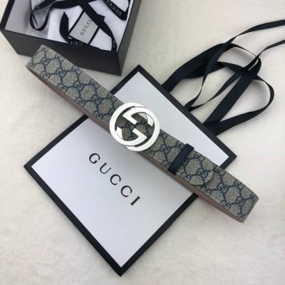 配全套包装盒 Gucci 古奇官网经典款 正品规格 原单品质 专柜pvc提花面料 头层进口变色磨砂底 官网40Mm 双g抛光亮面扣