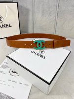 宽度3.0Cm Chanel 香奈儿 女士腰带皮带新款柔软的进口小牛皮金 银色磨胶金属钢扣。
