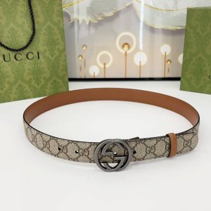 特 Gucci 古驰 3.0Cm 经典进口帆布防水料配牛皮底 搭配官网新款圆线扣 圆弧面铜扣 做工精细