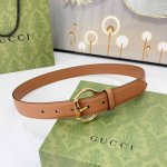 Gucci古驰 3.0Cm 新款竹节针扣搭配双面头层牛皮腰带 时尚百搭 码数 75 80 85 90 95 100 105