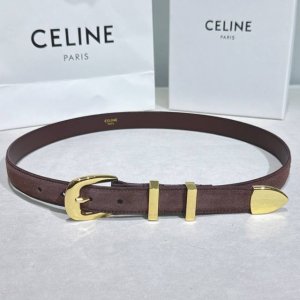 Celine 新品立体浮标针扣女士腰带 意大利进口小牛皮 宽度2.5 亮金扣