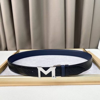 Montblan头层牛皮3.5Cm 年轻时髦！ 官网同步，纯铜金属标识。该皮带可调节，且能根据需要剪裁，达到修身效果。
