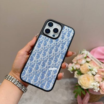 Dior迪奥新品手机壳 牛仔蓝新工艺鎏金工艺玻璃壳 电镀玻璃磁吸手机壳 型号：为了不出现报错型号，请打开本机查看手机设置显示的型号 Iphone16Pro Ma