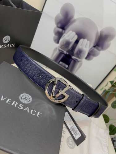 Versace 范思哲 可逆转皮带在小牛皮革与美杜莎V型扣孔，4.0CM宽