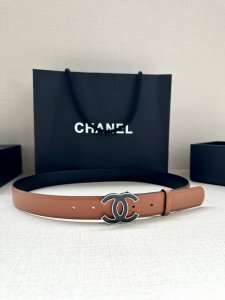 宽度3.0Cm Chanel 香奈儿 进口柔软小牛皮纹路清晰五金配件金 银色 金属磨胶钢扣。