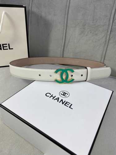 宽度3.0Cm Chanel 香奈儿 女士经典款腰带皮带新款光滑内衬磨砂牛皮银色 精品磨胶钢扣