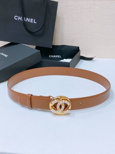 Chanel 24C 水钻 珍珠 Logo搭扣 黄铜金属进口胎羊皮平纹带身 Logo字母 手感柔软 细腻 3.0Cm